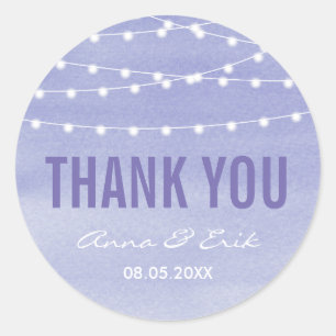 Lavender Watercolor String Lights Vielen Dank Runder Aufkleber