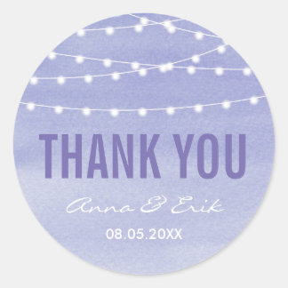 Lavender Watercolor String Lights Vielen Dank Runder Aufkleber