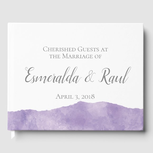 Lavender Watercolor Wedding Guestbook Gästebuch (Vorderseite)