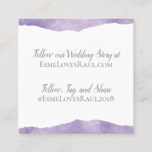 Lavender Watercolor Wedding Info Card Quadratische Visitenkarte