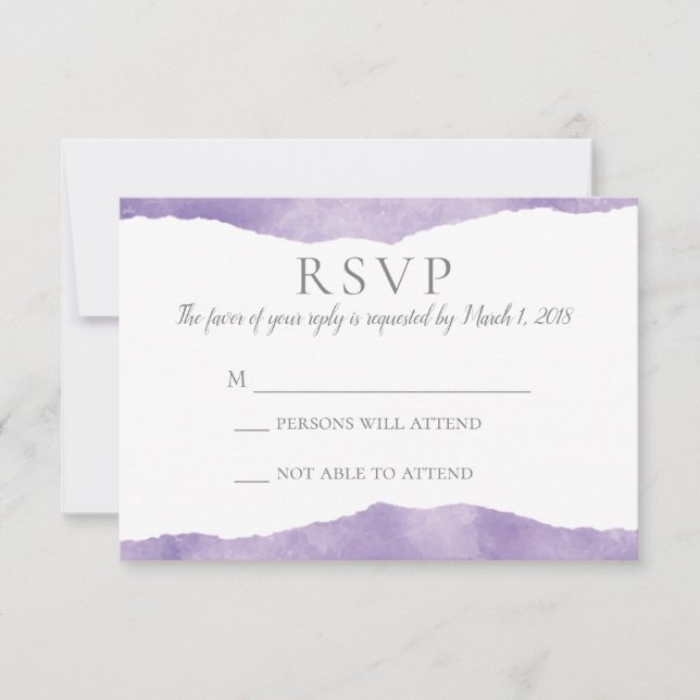 Lavender Watercolor Wedding UAWG RSVP Karte (Vorderseite)