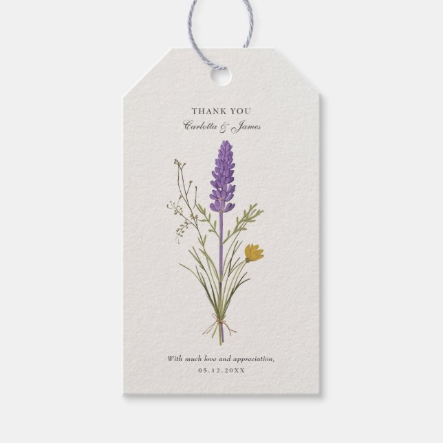 Lavender Wedding Dankeschön Card Geschenkanhänger (Vorderseite)