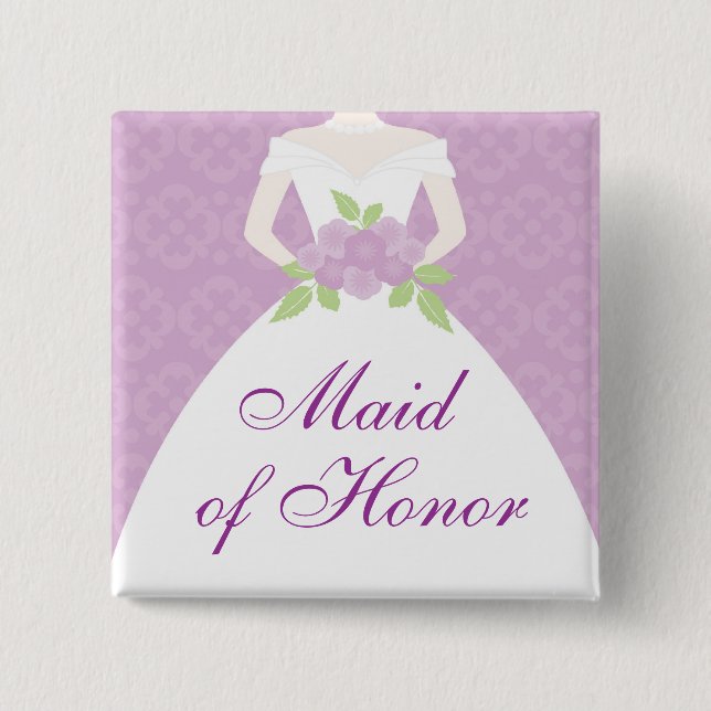 Lavender Wedding Dress Brautparty Button (Vorderseite)