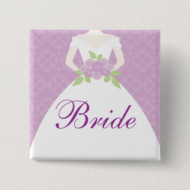 Lavender Wedding Dress Brautparty Button (Vorderseite)