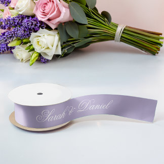Lavender Wedding Elegant White Calligraphy Lila Satinband