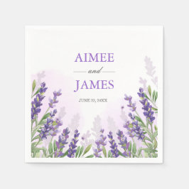 Lavender Wedding Napkin Purple Flowers Rustic Boho Serviette