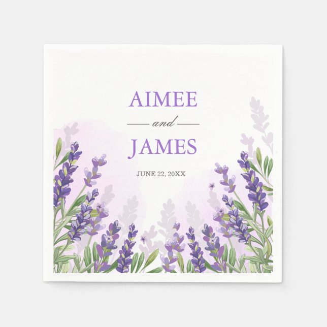 Lavender Wedding Napkin Purple Flowers Rustic Boho Serviette (Vorderseite)