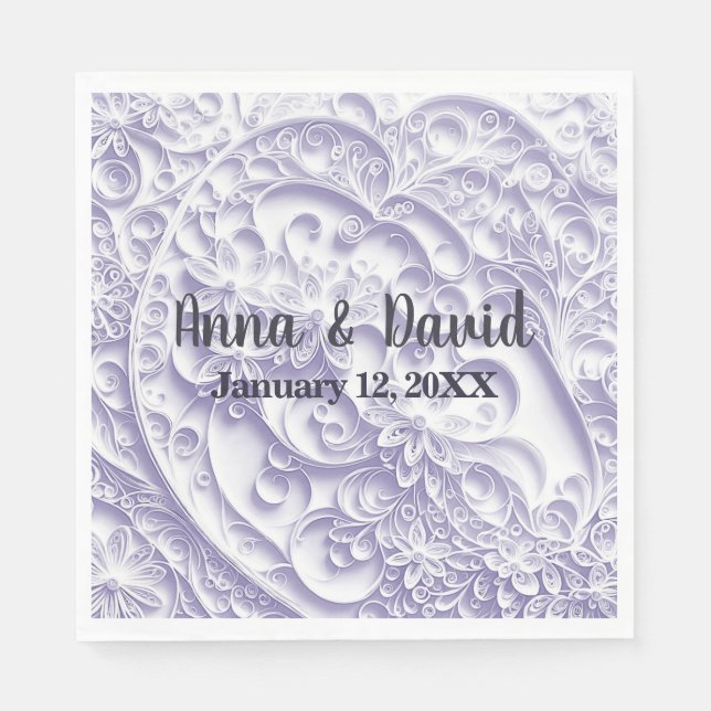 Lavender Wedding Paper Quilling Daisy Design Serviette (Vorderseite)