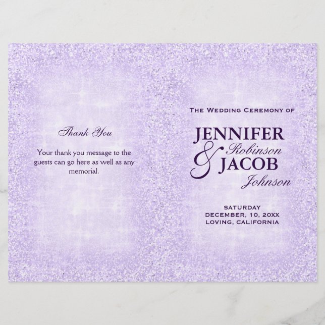 Lavender Wedding Program Glitzer (Vorderseite)