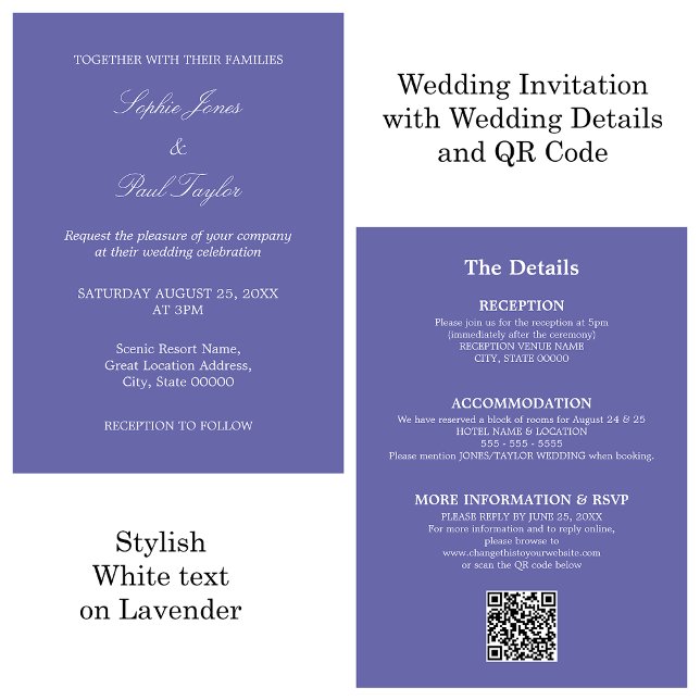 Lavender Wedding QR Code UAWG Einladung (Von Creator hochgeladen)