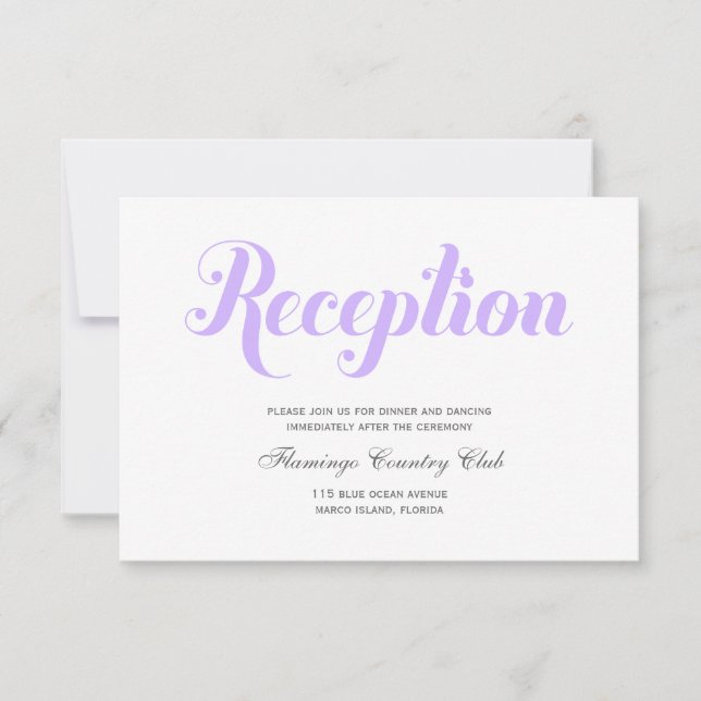 Lavender Wedding Reception Card Einladung (Vorderseite)