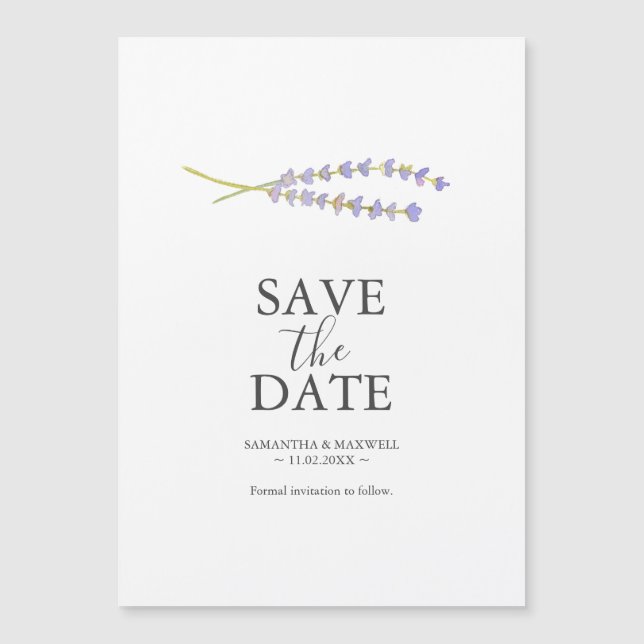 Lavender Wedding Save The Date Magnets Magneteinladung (Vorderseite)