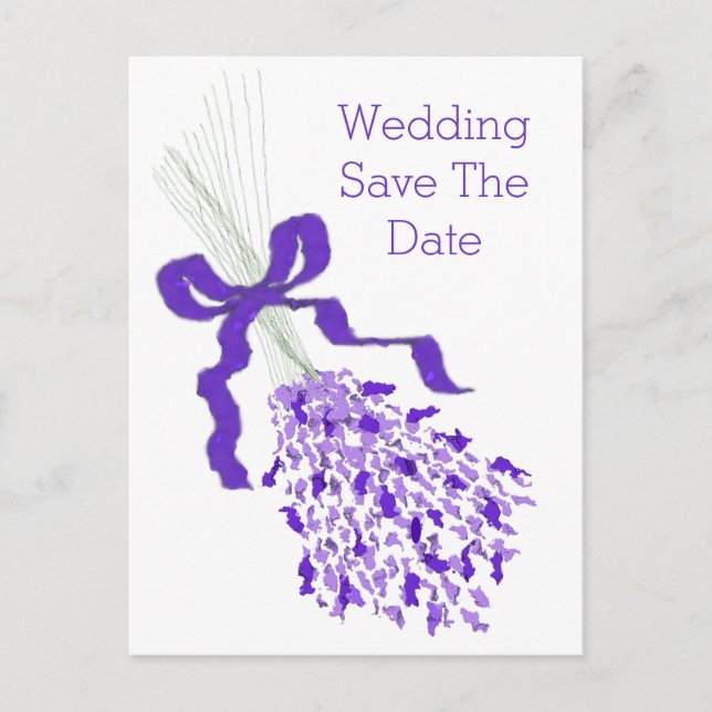 Lavender Wedding speichern das Datum Ankündigungspostkarte (Vorderseite)