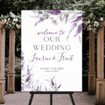 Lavender Wedding Willkommenszeichen, Blumenzettel