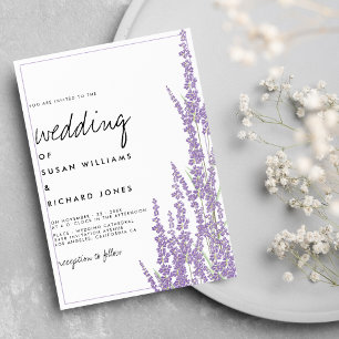 Lavender weißen handgeschriebenen Drehbuch Blumenh Einladung