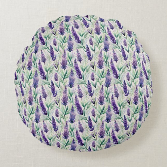Lavender Whispers Rundes Kissen (Vorderseite)