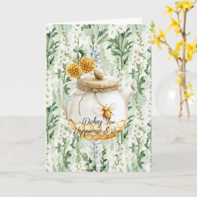 Lavender White Delphinium Flowers Bridal Shower Karte (Gelbe Blume)