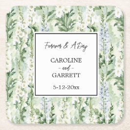 Lavender White Delphinium Flowers Bridal Wedding Rechteckiger Pappuntersetzer