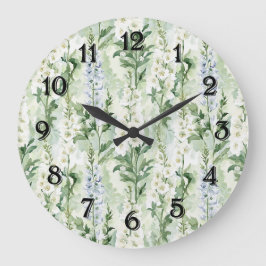 Lavender White Delphinium Flowers   Große Wanduhr