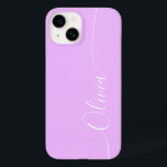 Lavender White Elegant Calligraphy Script Name Case-Mate iPhone 14 Hülle<br><div class="desc">Lavender Elegant White Calligrafy Script Custom Personalisiert Name iPhone 14 Smart Phone Cases bietet ein modernes und trendige,  einfache und stilvolle Design mit Ihrem personalisierten Namen in eleganten handgeschriebenen Kalligraphieskripttypografie auf einem Lavendelhintergrund. Entworfen von ©Evco Studio www.zazzle.com/store/evcostudio</div>