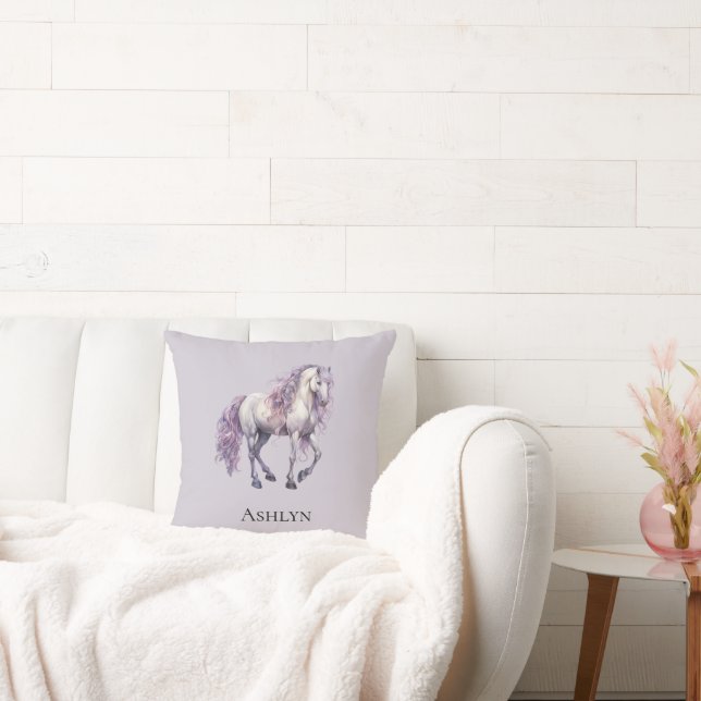 Lavender White Floral Horse Cowgirl Kissen (Liege)
