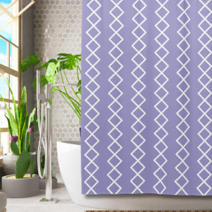 Lavender White Geometric Duschvorhang