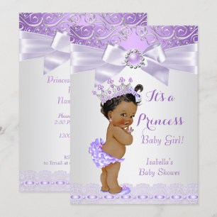 Lavender White Lilac Princess Baby Shower Ethnic Einladung