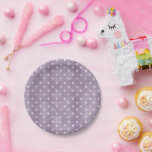 Lavender White Polka Dots Birthday Pappteller<br><div class="desc">Lavender White Polka Dots Birthday</div>