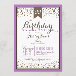 Lavender, White & Taupe Moderne Geburtstagsparty Einladung