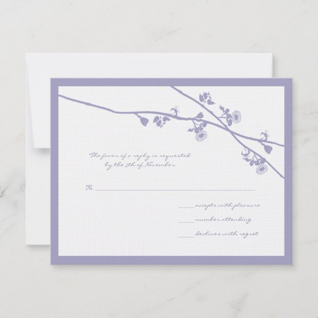 Lavender Wild Blume Branches Wedding RSVP Karte (Vorderseite)