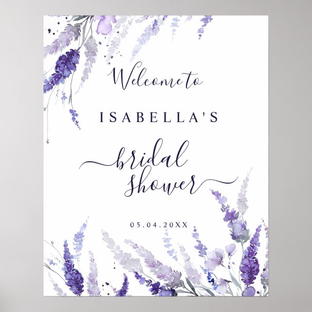 Lavender Wild Blume Brautparty Begrüßungszeichen Poster (Vorne)