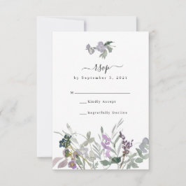 Lavender Wildblume & Greenerity Wedding RSVP Card Karte