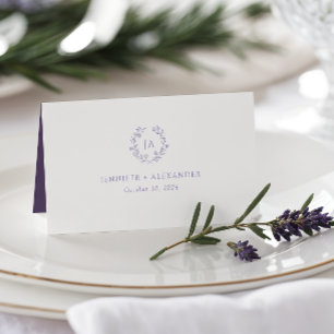 Lavender Wildblume Monogram Wedding Platzkarte
