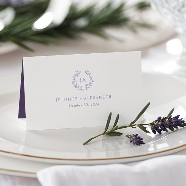 Lavender Wildblume Monogram Wedding Platzkarte (Von Creator hochgeladen)