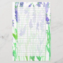 Lavender Wildblumen Aquarell Grau Linde Briefpapier