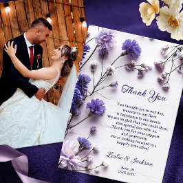 Lavender Wildblumen Hochzeit Foto Dankeskarte