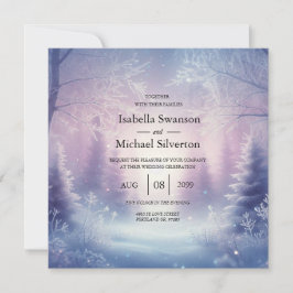Lavender Winter Snowfall Serenade Wedding Einladung