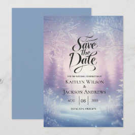 Lavender Winter Snowfall Serenade Wedding Save The Date