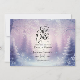 Lavender Winter Snowfall Serenade Wedding Save The Date