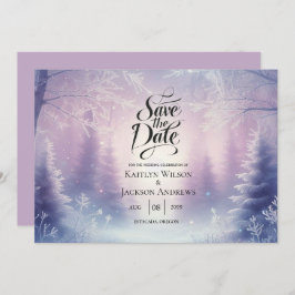 Lavender Winter Snowfall Serenade Wedding Save The Date