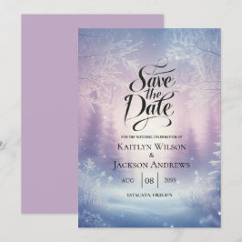 Lavender Winter Snowfall Serenade Wedding Save The Date