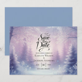 Lavender Winter Snowfall Serenade Wedding Save The Date