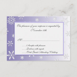 Lavender Winter Snowflakes Mariage Cartes de répon