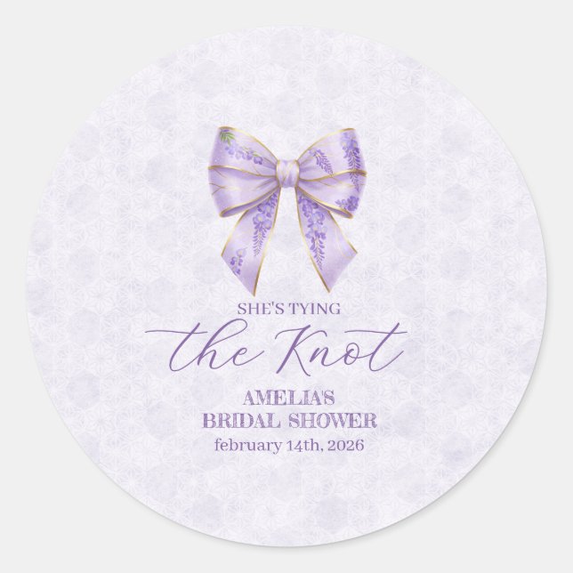 Lavender Wisteria Ribbon – Japanese-Inspired Runder Aufkleber (Vorderseite)