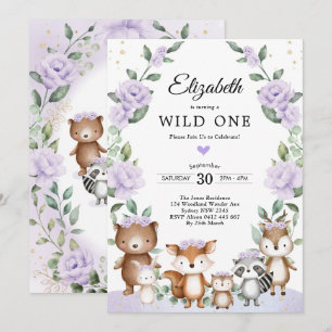 Lavender Woodland Blumengrün Geburtstag Einladung