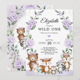 Lavender Woodland Blumengrün Geburtstag Einladung