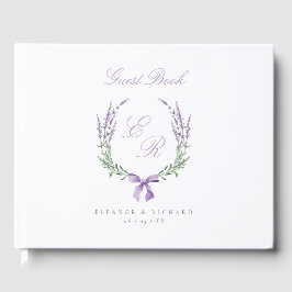 Lavender Wreath & Bow Monogram Wedding Gästebuch