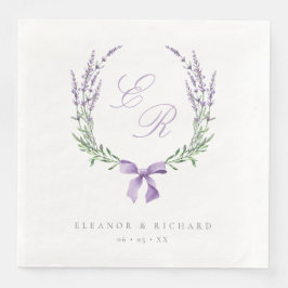 Lavender Wreath & Bow Monogram Wedding Serviette