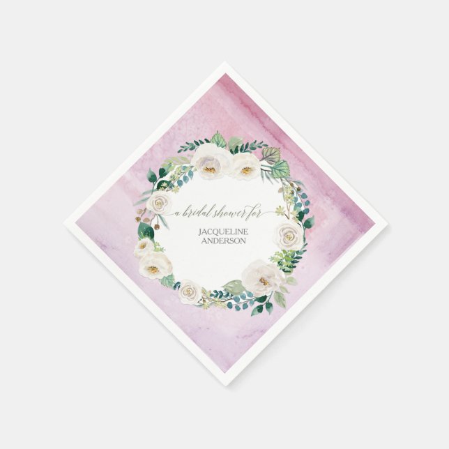 Lavender Wreath Rustic Alabaster Rose Blumenblätte Serviette (Ecke)