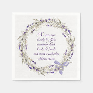 Lavender Wreath zum 40. Jahrestag Serviette
